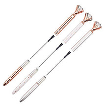 Load image into Gallery viewer, LONGKEY 3PCS Diamond Pens Big Crystal Diamond Ballpoint Pen Bling Metal Ballpoint Pen Offices and Schools, Silver/White With Rose Polka Dots/Rose Gold with White Polka Dots, Includes 3 Pen Refills.
