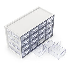 Load image into Gallery viewer, Arteza 16 Drawer Storage Cabinet, White Multi Compartment Organizer for Makeup and Art Supplies, Plastic Drawers with Stoppers [17.7 x 8.2 x 10.9 inches]
