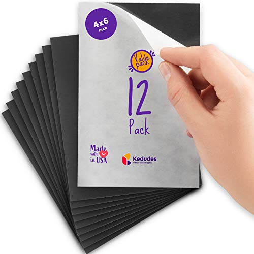 Flexible Adhesive Magnetic Sheets Paper 4x6 Inch - Peel and Stick, Works Great for Pictures!, Cuts to Any Size! Pack of 12