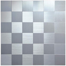 Load image into Gallery viewer, Crystiles Peel and Stick Mosaics Brushed Stainless Aluminum Wall Tile Backsplash Stick On Metal Tiles, 12&quot; X 12&quot;, Item #61212620, 4-Pack

