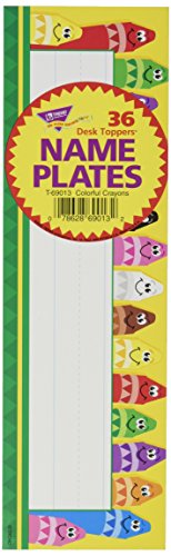 TREND enterprises, Inc. Colorful Crayons Desk Toppers Name Plates, 36 ct