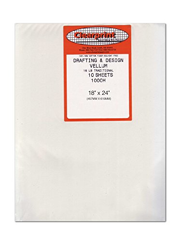 Clearprint 1000H Series 18 x 24 Inches Unprinted Vellum, 10-Sheet Pack (CP10201222)