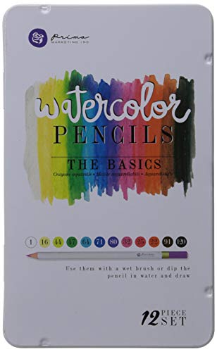 Prima Marketing WPSET-76714 The Basics Mixed Media Watercolor Pencils (12 Pack)