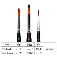 Load image into Gallery viewer, High-end Art Travel Painting Brush Synthetic Sable Round Hair Short Handle Brush for Acrylic Oil and Watercolor Painting 3Pcs
