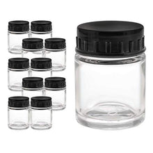 Load image into Gallery viewer, Master Airbrush (Pack of 10) TB-001 Empty 3/4 Ounce (22cc) Glass Jar Bottles with Plastic Lids - Replacement Jars, Paint Storage Bottles - Jars Screw Into Siphon Feed Airbrush Lid Adaptor Assemblies
