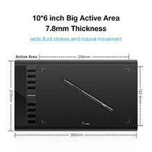 Load image into Gallery viewer, UGEE M708 Graphics Tablet, 10 x 6 inch Large Active Area Drawing Tablet with 8 Hot Keys, 8192 Levels Pen, UGEE M708 Graphic Tablets for Paint, Digital Art Creation Sketch
