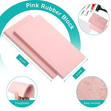 Load image into Gallery viewer, Rubber Stamp Making Kit, Block Printing Starter Tool Kit, Linoleum Cutter with 6 Types Blades, Tracing Paper, 2 Pieces Pink Rubber Carving Block, Brayer Roller for Craft Stamp Carving
