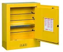 Load image into Gallery viewer, Justrite 890200 Sure-Grip EX Galvanized Steel 1 Door Manual Flammables Mini Safety Storage Cabinet, 17&quot; Width x 22&quot; Height x 8&quot; Depth, 1 Adjustable Shelf, Yellow
