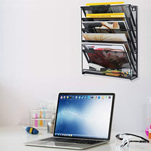 Load image into Gallery viewer, Samstar Wall File Organizer Holder, 5-Tier Wall Mount Vertical File Rack for Office Home, Black.
