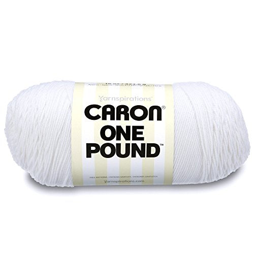 Caron 29401010501 One Pound Solids Yarn, 16oz, Gauge 4 Medium, 100% Acrylic - White - For Crochet, Knitting & Crafting ( 1 Piece )