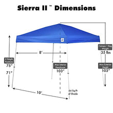 Load image into Gallery viewer, E-Z UP SR9104BL Sierra II 10 by 10-Feet Canopy, Blue, Royal Blue, 10&#39; x 10&#39;
