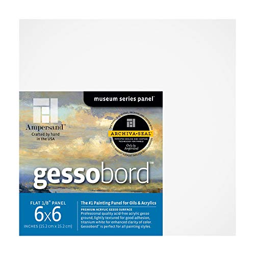 Ampersand Art Supply Gesso Wood Painting Panel: Museum Series Gessobord, 1/8 Inch Depth