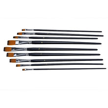 Load image into Gallery viewer, Marrywindix 9pcs Flat Pointed Tip Nylon Hair Acrylic Watercolor Brush Artists Paint Brush Set Black
