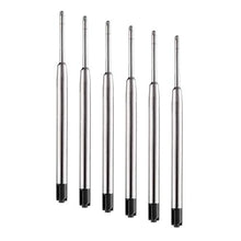 Load image into Gallery viewer, 6 pack - TikiPen BLACK Parker Compatible Ballpoint Pen Refills. Smooth Writing German Ink and 1mm Medium Tip… (Parker 6, Black)
