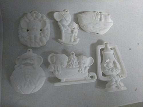 Mouse Ornaments Asst #2 Set of 6 Ready to Paint Ceramic Bisque