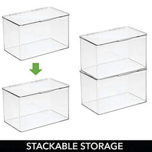 Load image into Gallery viewer, mDesign Kids Plastic Stackable Toy Storage Organizer Box Container with Hinged Lid for Storing Action Figures, Crayons, Building Blocks, Puzzles, Wood Construction Sets, Cars, 2 Pack - Clear
