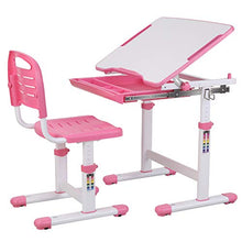 Load image into Gallery viewer, POTBY Kids Desk and Chair Set, Height Adjustable Children Study Table Students Interactive Workstation, with Wood Tiltable Anti-Reflective Tabletop and Pull-Out Drawer for School Boys &amp; Girls (Pink)
