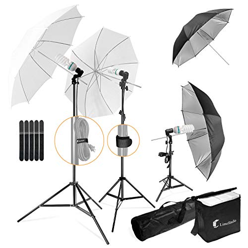 LimoStudio, LMS103, Soft Lighting Umbrella Kit, Day Light Color, 700 Watt Output Lighting with Tripod Stands and Carry Bag