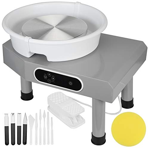 350W LCD Pottery Wheel Machine, Speed-Adjustable Pottery Wheel Machine with Removable Basin and Foot Pedal Speed Regulation for Adults Kids Ceramic Work Clay Art Craft