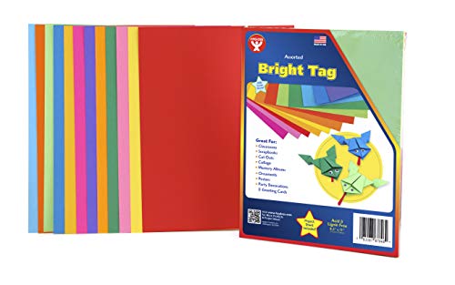 Hygloss Products Bright Tag, 8.5 x 11-Inch, 12 Assorted Colors, 96 Sheets