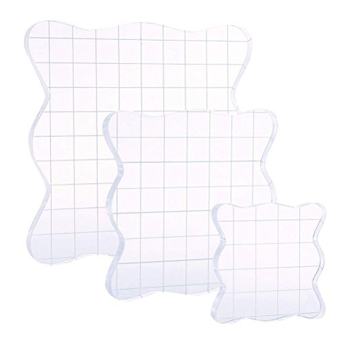 DECORA Acrylic Clear Rubber Stamping Blocks Set with Grid Package of 3