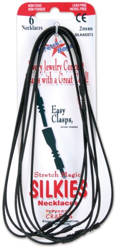 Stretch Magic Silkies Necklace Cords 2mm, 6/Pkg: Black