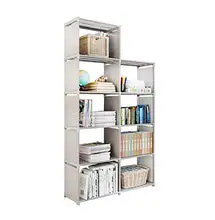 Load image into Gallery viewer, 9 Storage Cubes, 4 Tire Shelving Bookcase Cabinet, DIY Closet Organizers for Living Room Bedroom Office (Gray)
