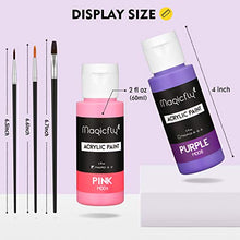 Load image into Gallery viewer, Magicfly 30 Colors Acrylic Paint Set (2fl oz/60ml Each), Non-Toxic Craft Paints with 3 Brushes, for Multi-Surface Paint on Canvas, Paper, Wood, Stone, Ceramic and Model
