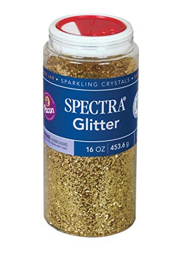 Pacon PAC91780 Spectra Glitter Sparkling Crystals, Gold, 16-Ounce Jar