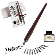 Load image into Gallery viewer, Hethrone Calligraphy Pen Set - Fountain Dip Pen and Ink Writing Pen with 11 Nibs and Black Ink Calligraphy Set for Beginners
