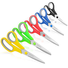 Load image into Gallery viewer, Scissors, Taotree 8&quot; Multipurpose Scissor Bulk Pack of 5, Stainless Steel Sharp Scissors for Office Home General Use, High/Middle School Classroom Class Teacher Student Older Kids Scissors Supplies
