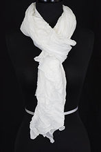 Load image into Gallery viewer, Cotton Solid Color wrinkle Linen Scarf, fashion scarf, multi color, beach scarf (White)
