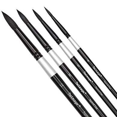  Jerry Q Art 12 PC White Synthetic Hair Round and Flat Paint  Brush Set with Short Wood Handle for Acrylic, Watercolor and All Media  JQ17931