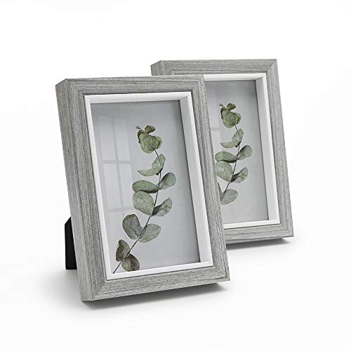 Afuly 4x6 Picture Frame Grey Wooden Photo Frames Modern Ready to Hang and Stand Tabletop Desk Display Gray Decor for Office Home, Set of 2 Unique Gifts