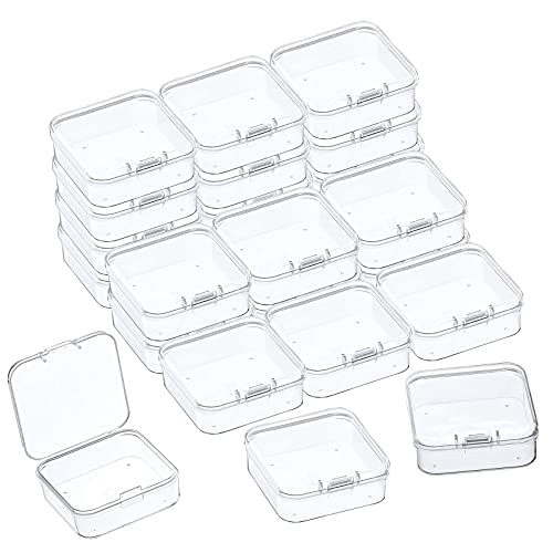 24 Pack Small Clear Plastic Storage Containers with Hinged Lids for Organizing, Mini Beads Storage Containers Box for Jewelry, Hardware, Game Pieces, Crafts, Pills, Tiny Beads and More Small Items