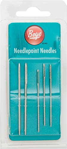 Boye Large-Eye Metal Needlepoint, Cross Stitch, and Plastic Canvas Needles, 5pc, Sizes 16 and 20, 5 Piece