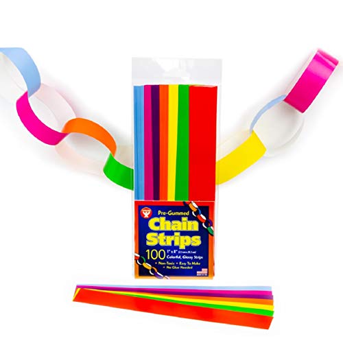 Hygloss Stick-A-Licks-Chain Arts & Crafts-Classroom Activities-Fun for Kids-Super Strips-Size 1” x 8” -100 Pcs, Bright Assorted Colors