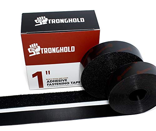 STRONGHOLD 1 Inch x 5 Yard Set - Adhesive Black Hook and Loop Fastener – Sticky Back Mounting Tape