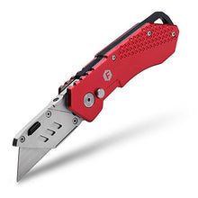 Load image into Gallery viewer, FC Folding Pocket Utility Knife - Heavy Duty Box Cutter with Holster, Quick Change Blades, Lock-Back Design, and Lightweight Aluminum Body
