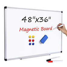 Load image into Gallery viewer, T-SIGN Magnetic Dry Erase Whiteboard 48 x 36 Inch, 4 x 3 Large White Board, Silver Aluminum Frame Wall-Mounted, Magnetic Eraser, 2 Whiteboard Pen, Detachable Marker Tray, 6 Magnets for Office, School

