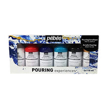 Load image into Gallery viewer, Pébéo Acrylic Pouring Paint Starter Kit - Art and Painting Supplies, Ready-To-Pour Fluid Medium, 118 Milliliter Bottles, Set of 6 Assorted Colors
