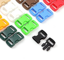 Load image into Gallery viewer, PENTA ANGEL 40PCS 3/8 Inch Plastic Curved Buckle DIY Craft Webbing Contoured Side Quick Release Buckle for Bracelets Backpack Tactical Bag and Gear, 20 Colors

