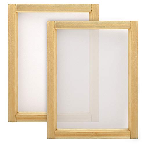 Caydo 2 Pieces 10 x 14 Inch Large Wood Silk Screen Printing Frames with 110 White Mesh for Screen Printing