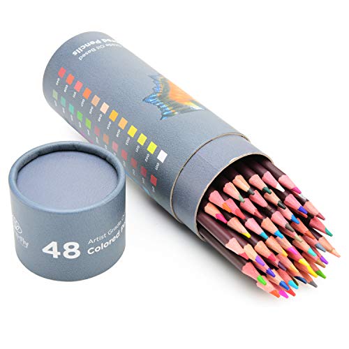 48 Professional Oil Based Colored Pencils for Artist Including Skin Tone Color Pencils for Coloring Drawing and Sketching