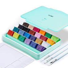 Load image into Gallery viewer, MIYA Gouache Paint Set, 24 Colors x 30ml Unique Jelly Cup Design with 3 Paint Brushes and a Palette in a Carrying Case Perfect for Artists, Students, Gouache Opaque Watercolor Painting (Green)
