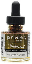 Load image into Gallery viewer, Dr. Ph. Martin&#39;s Iridescent Calligraphy Color (11R) Ink Bottle, Copper Plate Gold

