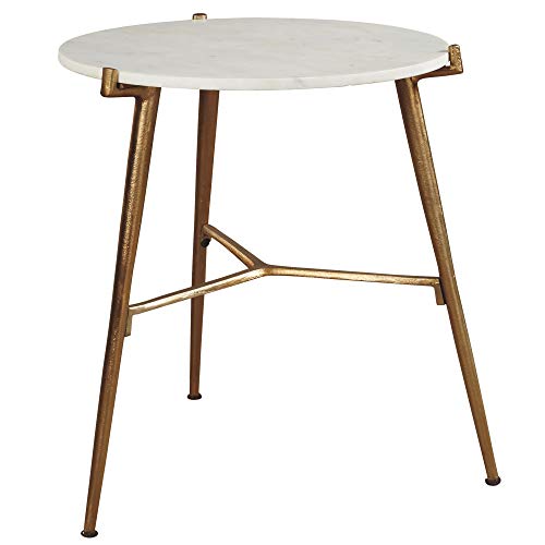 Signature Design by Ashley - Chadton Accent Table - Contemporary - White/Gold Finish