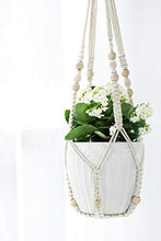 Load image into Gallery viewer, Mkono Macrame Plant Hanger Indoor Hanging Planter Basket with Wood Beads Decorative Flower Pot Holder No Tassels for Indoor Outdoor Boho Home Decor 35 Inch, Ivory
