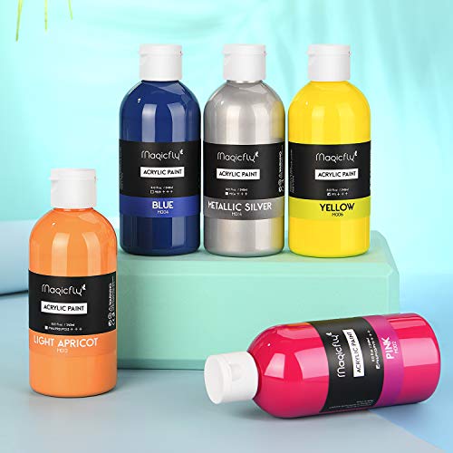 Magicfly Bulk Acrylic Paint Set, 14 Rich Pigments Colors (240 ml/8.12 fl  oz.), Non-Fading, Non-Toxic Craft Paints for