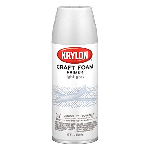 Krylon K05055007 Craft Foam Primer Aerosol Paint, 12 Ounces, Light Gray
